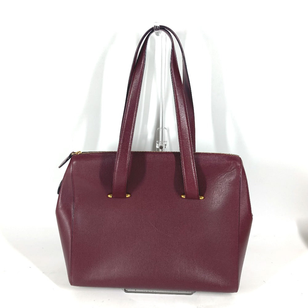 CARTIER Shoulder Bag leather wine-red Must Line unisex(Unisex) Used Authentic