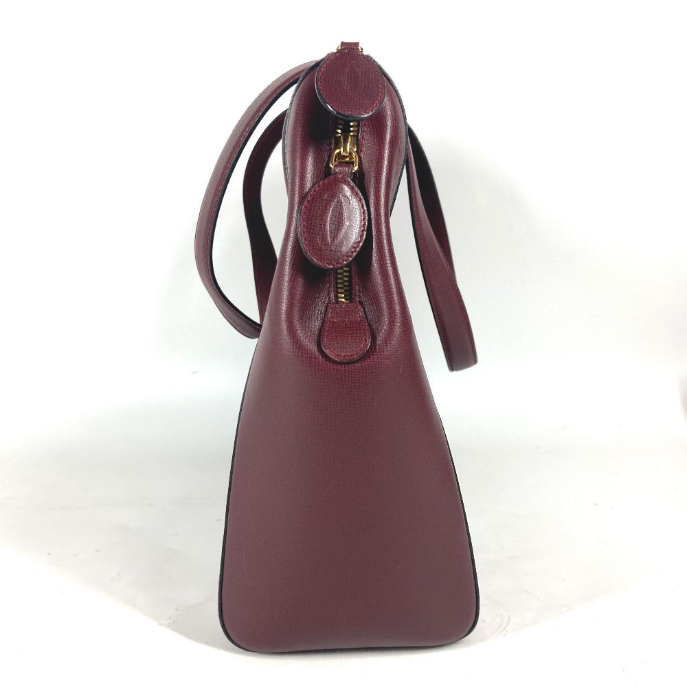 CARTIER Shoulder Bag leather wine-red Must Line unisex(Unisex) Used Authentic