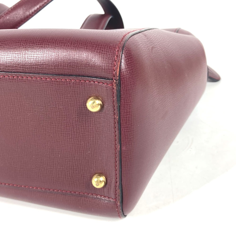 CARTIER Shoulder Bag leather wine-red Must Line unisex(Unisex) Used Authentic