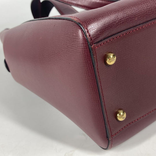 CARTIER Shoulder Bag leather wine-red Must Line unisex(Unisex) Used Authentic