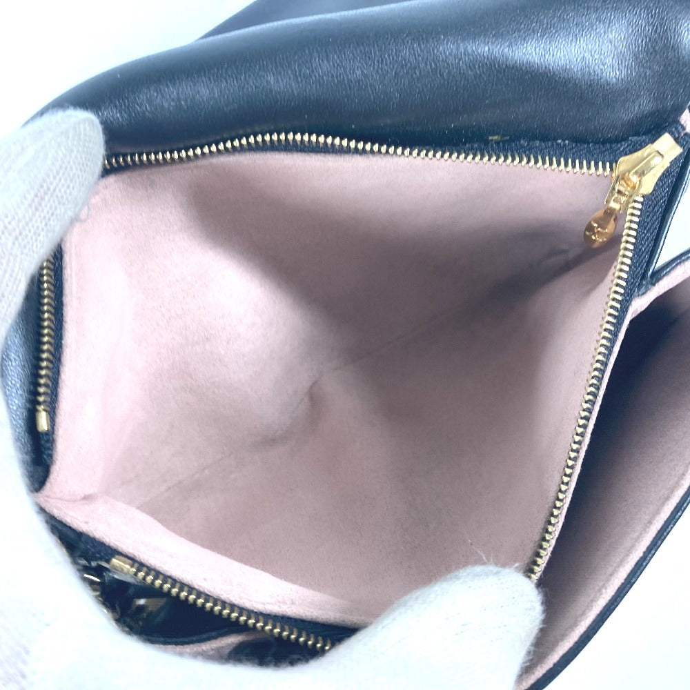 LOUIS VUITTON Shoulder Bag M80742 Lamb leather black Monogram emboss Pochette Kussan Women Used Authentic