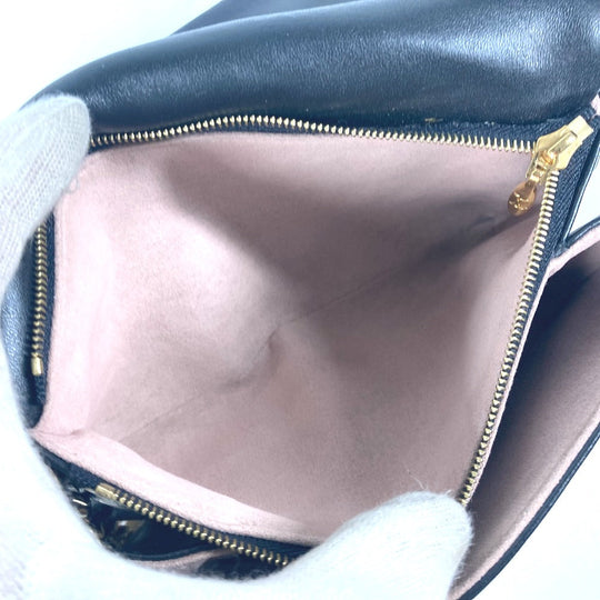 LOUIS VUITTON Shoulder Bag M80742 Lamb leather black Monogram emboss Pochette Kussan Women Used Authentic