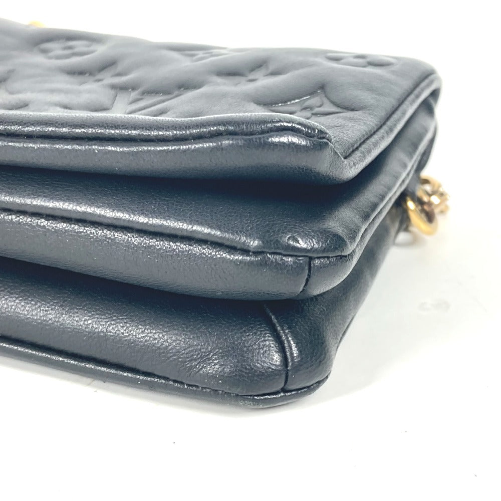 LOUIS VUITTON Shoulder Bag M80742 Lamb leather black Monogram emboss Pochette Kussan Women Used Authentic