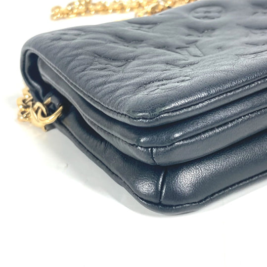 LOUIS VUITTON Shoulder Bag M80742 Lamb leather black Monogram emboss Pochette Kussan Women Used Authentic