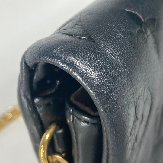 LOUIS VUITTON Shoulder Bag M80742 Lamb leather black Monogram emboss Pochette Kussan Women Used Authentic