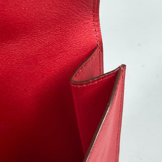 HERMES Clutch bag leather Red vintage logo Women Used Authentic