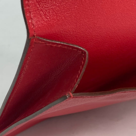 HERMES Clutch bag leather Red vintage logo Women Used Authentic