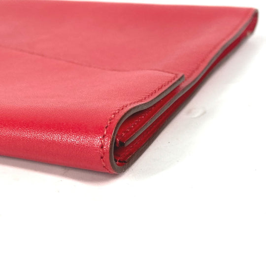 HERMES Clutch bag leather Red vintage logo Women Used Authentic