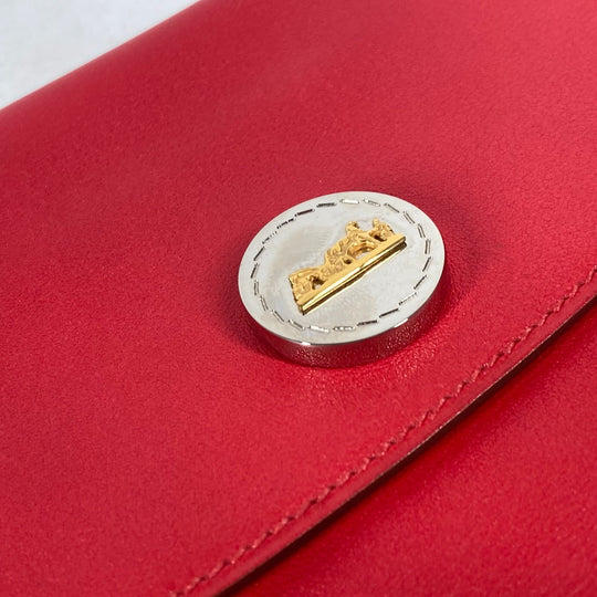 HERMES Clutch bag leather Red vintage logo Women Used Authentic