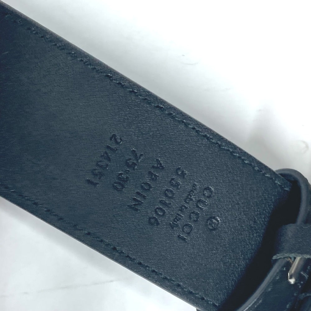 GUCCI belt 550106 leather black Sequin GG logo crystal Women Used Authentic