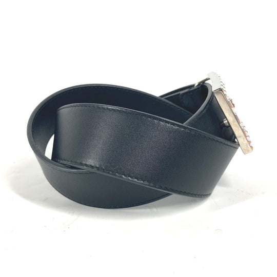 GUCCI belt 550106 leather black Sequin GG logo crystal Women Used Authentic