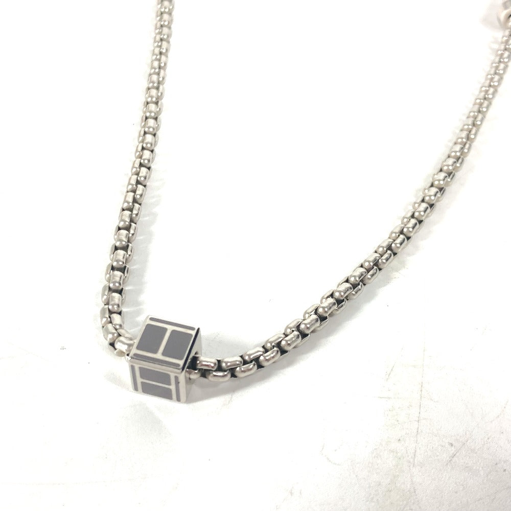 HERMES Necklace Buffalo Horn, Metal Silver Chain Meri Melo Necklace Women Used Authentic