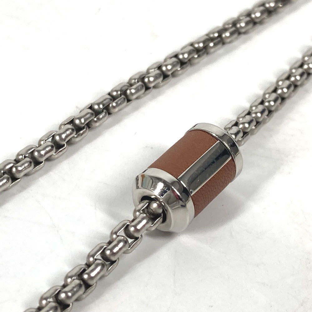 HERMES Necklace Buffalo Horn, Metal Silver Chain Meri Melo Necklace Women Used Authentic