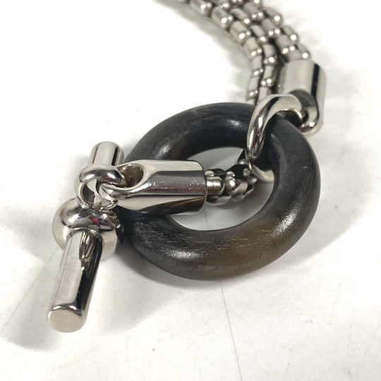 HERMES Necklace Buffalo Horn, Metal Silver Chain Meri Melo Necklace Women Used Authentic