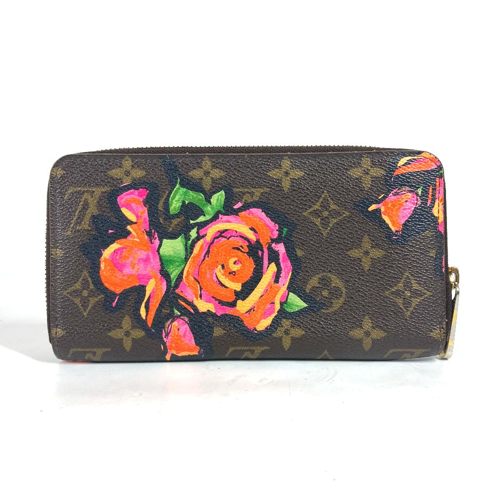 LOUIS VUITTON Long Wallet Purse M93759 Monogram canvas Brown Monogram Rose Stephen Sprouse Zippy wallet Women Used Authentic
