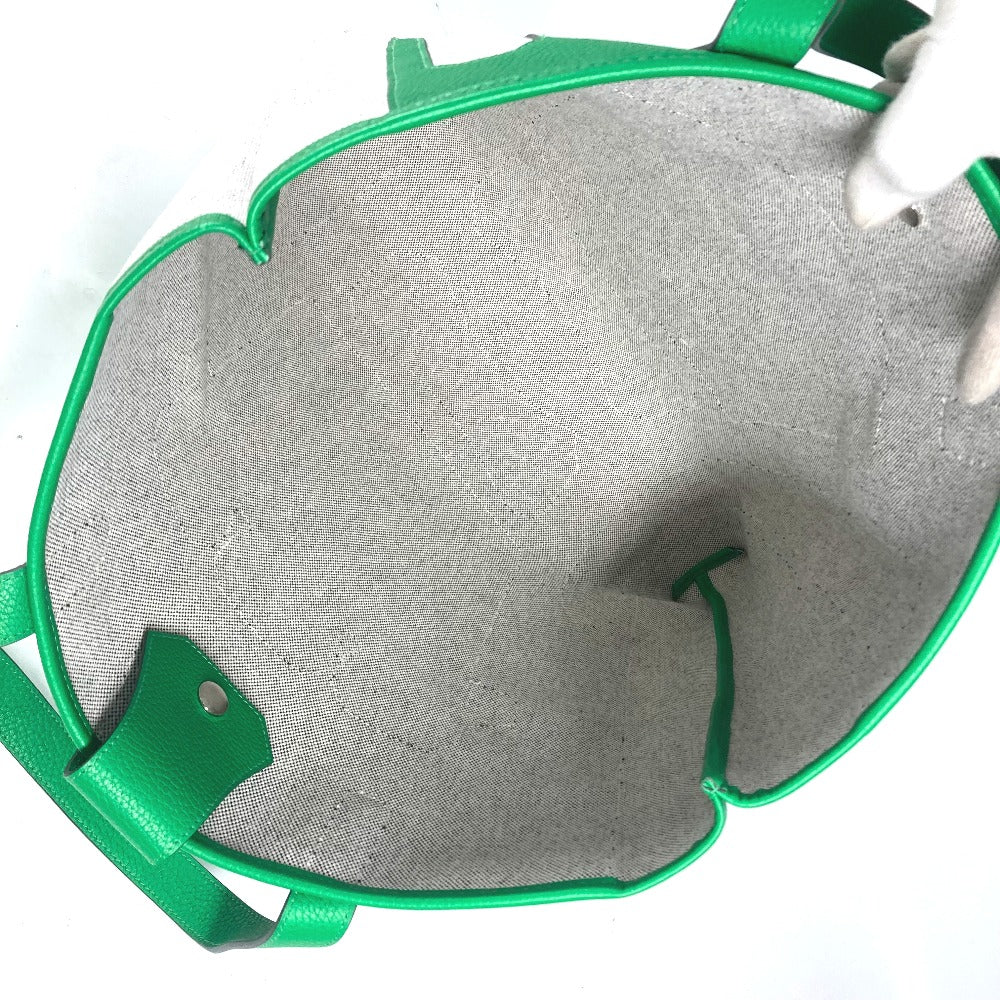 HERMES Tote Bag Toile H, Leather green Shoulder Bag Vertical Petite Hun Monsieur B unisex(Unisex) Used Authentic