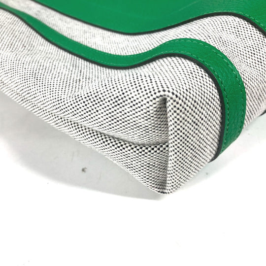 HERMES Tote Bag Toile H, Leather green Shoulder Bag Vertical Petite Hun Monsieur B unisex(Unisex) Used Authentic