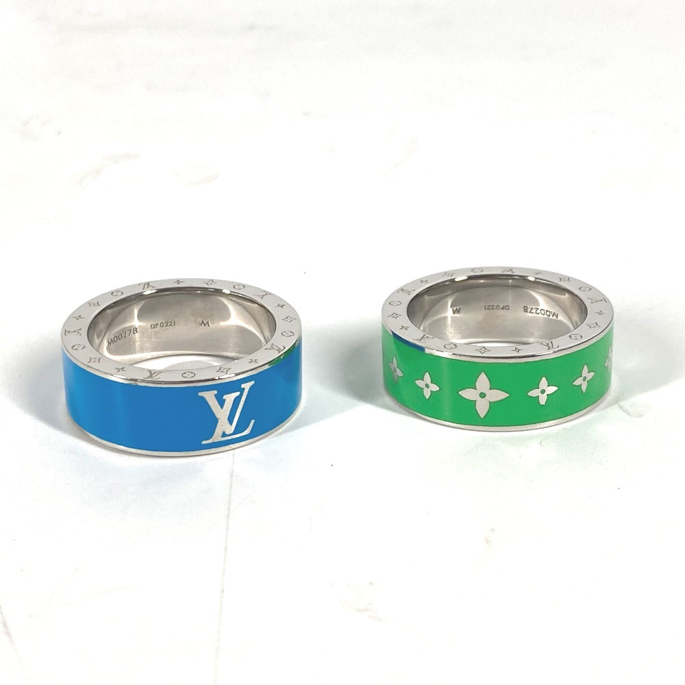 LOUIS VUITTON Ring M00278 metal green Double ring set Burgundy Set 2 Rings mens M Used Authentic