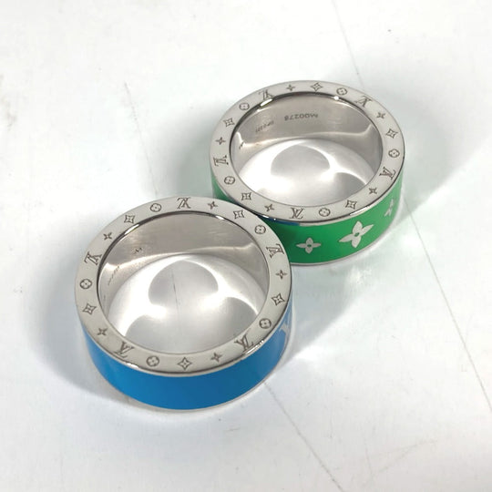 LOUIS VUITTON Ring M00278 metal green Double ring set Burgundy Set 2 Rings mens M Used Authentic