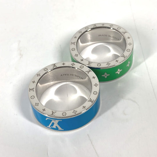 LOUIS VUITTON Ring M00278 metal green Double ring set Burgundy Set 2 Rings mens M Used Authentic