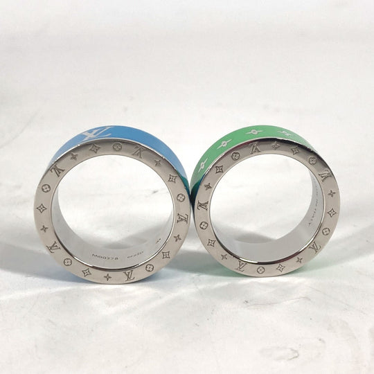 LOUIS VUITTON Ring M00278 metal green Double ring set Burgundy Set 2 Rings mens M Used Authentic