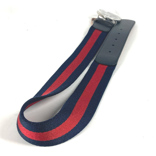 GUCCI belt 411924 Leather / canvas Navy GG interlocking G Women 75 Used Authentic