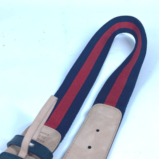 GUCCI belt 411924 Leather / canvas Navy GG interlocking G Women 75 Used Authentic