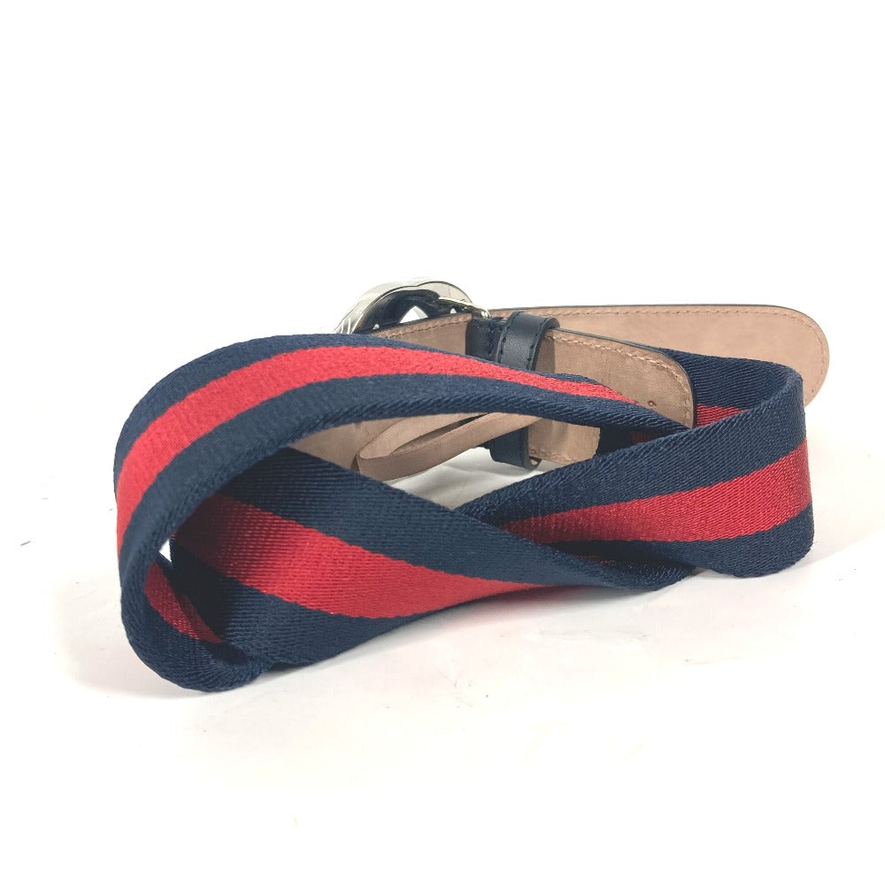 GUCCI belt 411924 Leather / canvas Navy GG interlocking G Women 75 Used Authentic