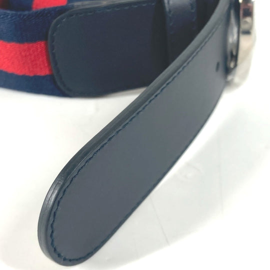 GUCCI belt 411924 Leather / canvas Navy GG interlocking G Women 75 Used Authentic