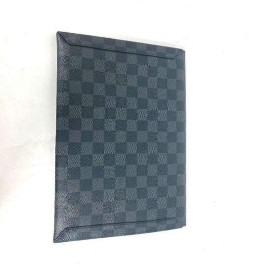 LOUIS VUITTON Clutch bag N60255 Damier Grafitto Canvas black Damier Grafitte Alpha triple pouch mens Used Authentic