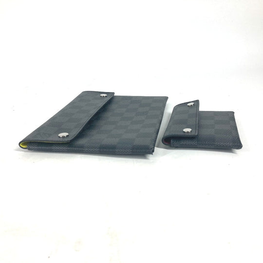 LOUIS VUITTON Clutch bag N60255 Damier Grafitto Canvas black Damier Grafitte Alpha triple pouch mens Used Authentic