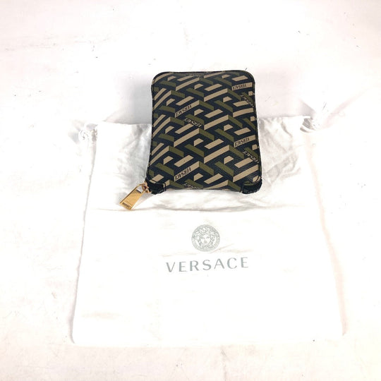 VERSACE Shoulder Bag Leather / nylon multicolor Greca logo folding eco bag Women Used Authentic
