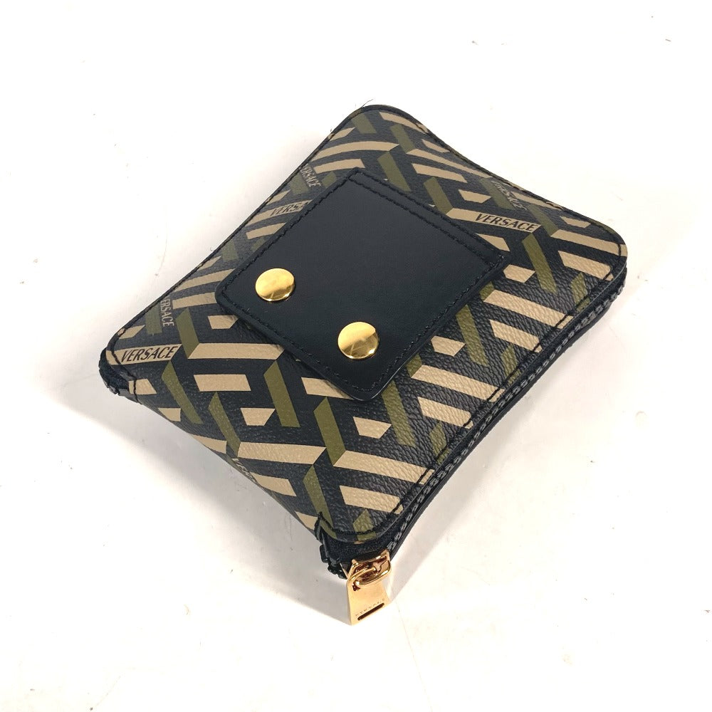 VERSACE Shoulder Bag Leather / nylon multicolor Greca logo folding eco bag Women Used Authentic