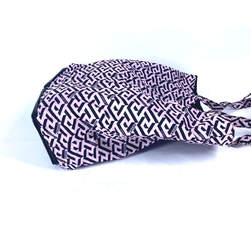 VERSACE Shoulder Bag Leather / nylon multicolor Greca logo folding eco bag Women Used Authentic