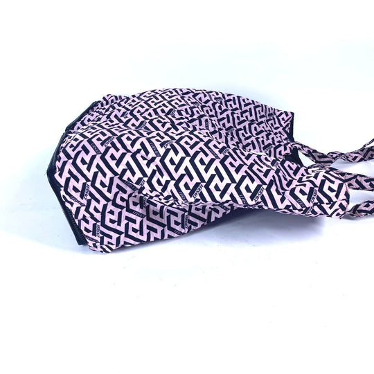 VERSACE Shoulder Bag Leather / nylon multicolor Greca logo folding eco bag Women Used Authentic