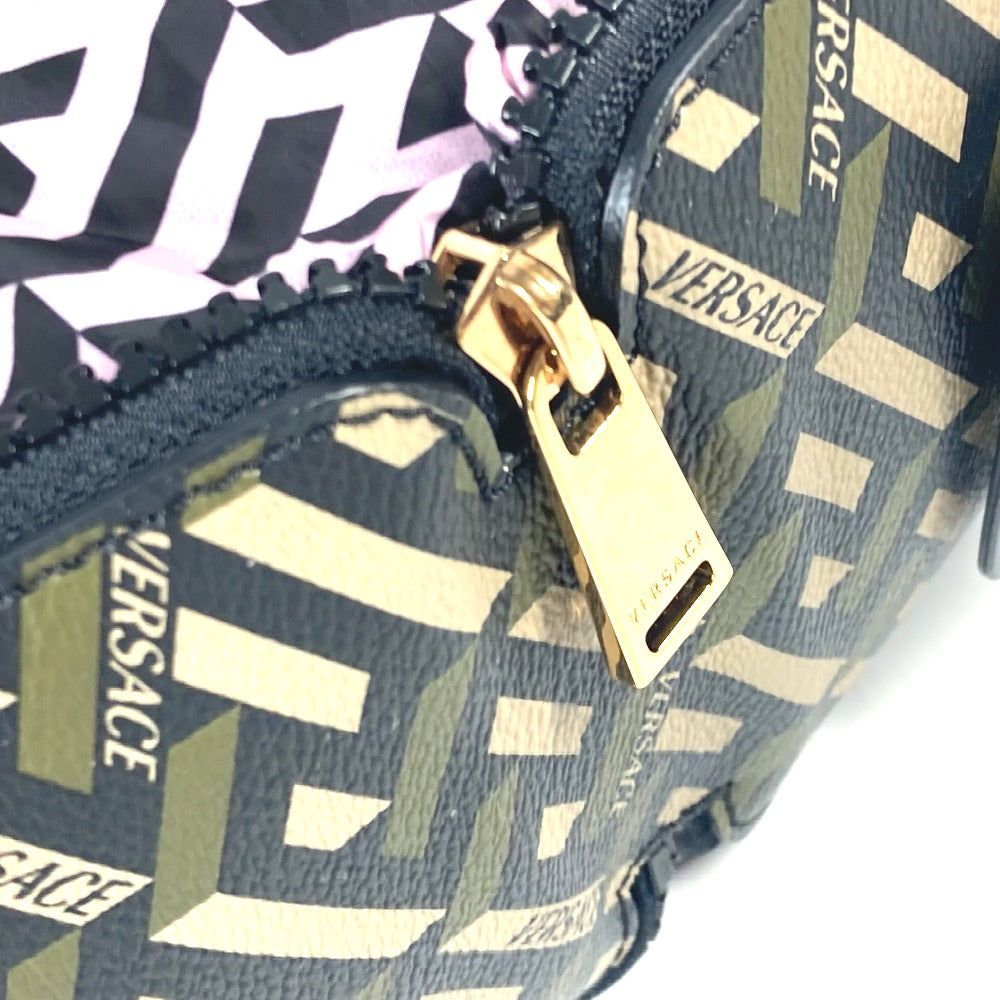 VERSACE Shoulder Bag Leather / nylon multicolor Greca logo folding eco bag Women Used Authentic