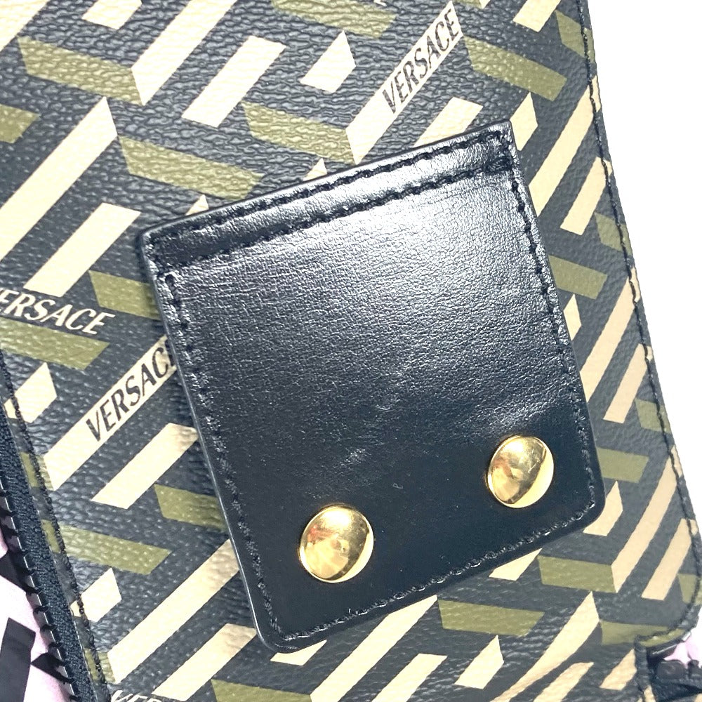 VERSACE Shoulder Bag Leather / nylon multicolor Greca logo folding eco bag Women Used Authentic