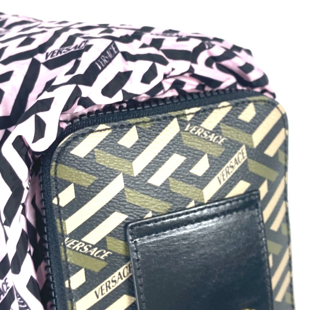 VERSACE Shoulder Bag Leather / nylon multicolor Greca logo folding eco bag Women Used Authentic