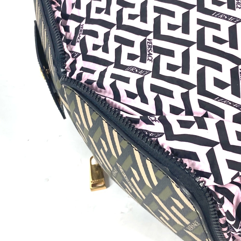 VERSACE Shoulder Bag Leather / nylon multicolor Greca logo folding eco bag Women Used Authentic