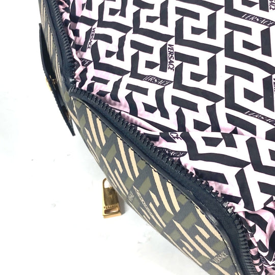 VERSACE Shoulder Bag Leather / nylon multicolor Greca logo folding eco bag Women Used Authentic
