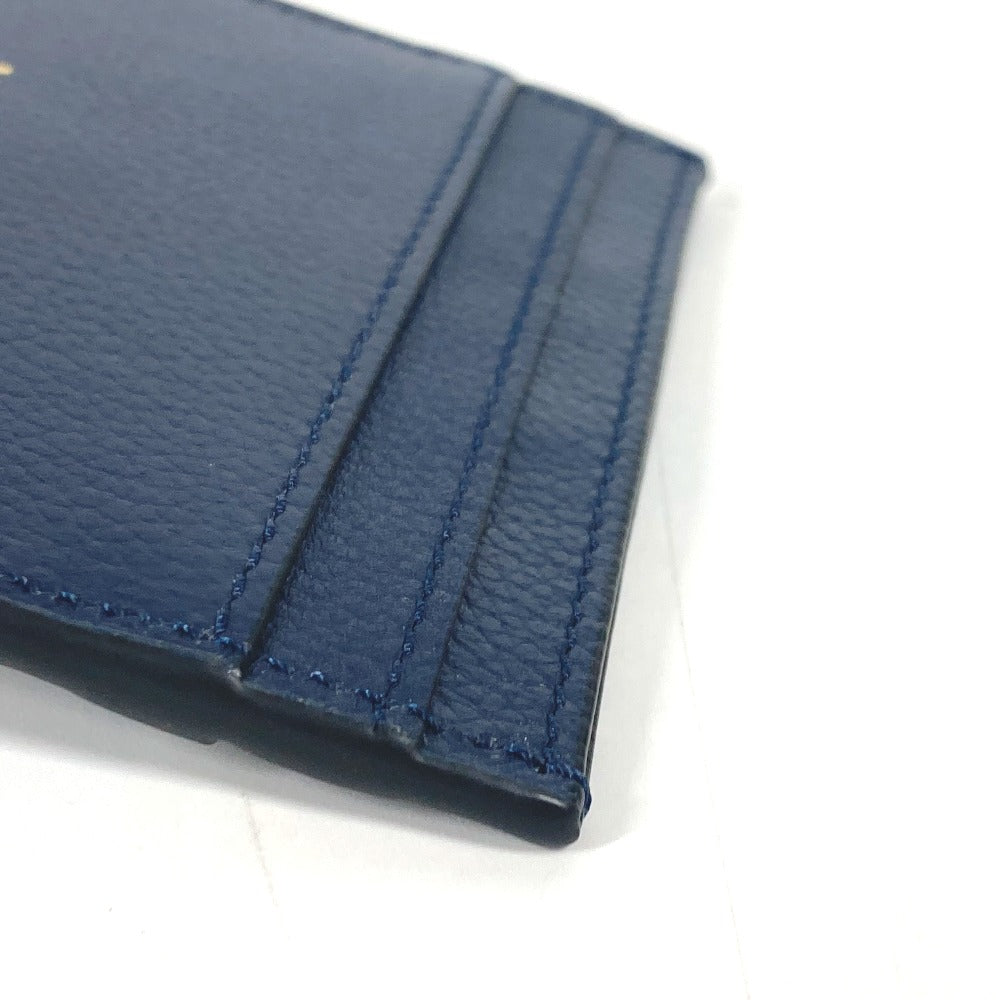 VERSACE Card Case leather Navy Greca logo unisex(Unisex) Used Authentic