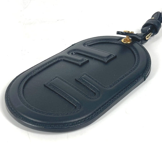 FENDI Card Case leather black Bag charm FF logo unisex(Unisex) Used Authentic