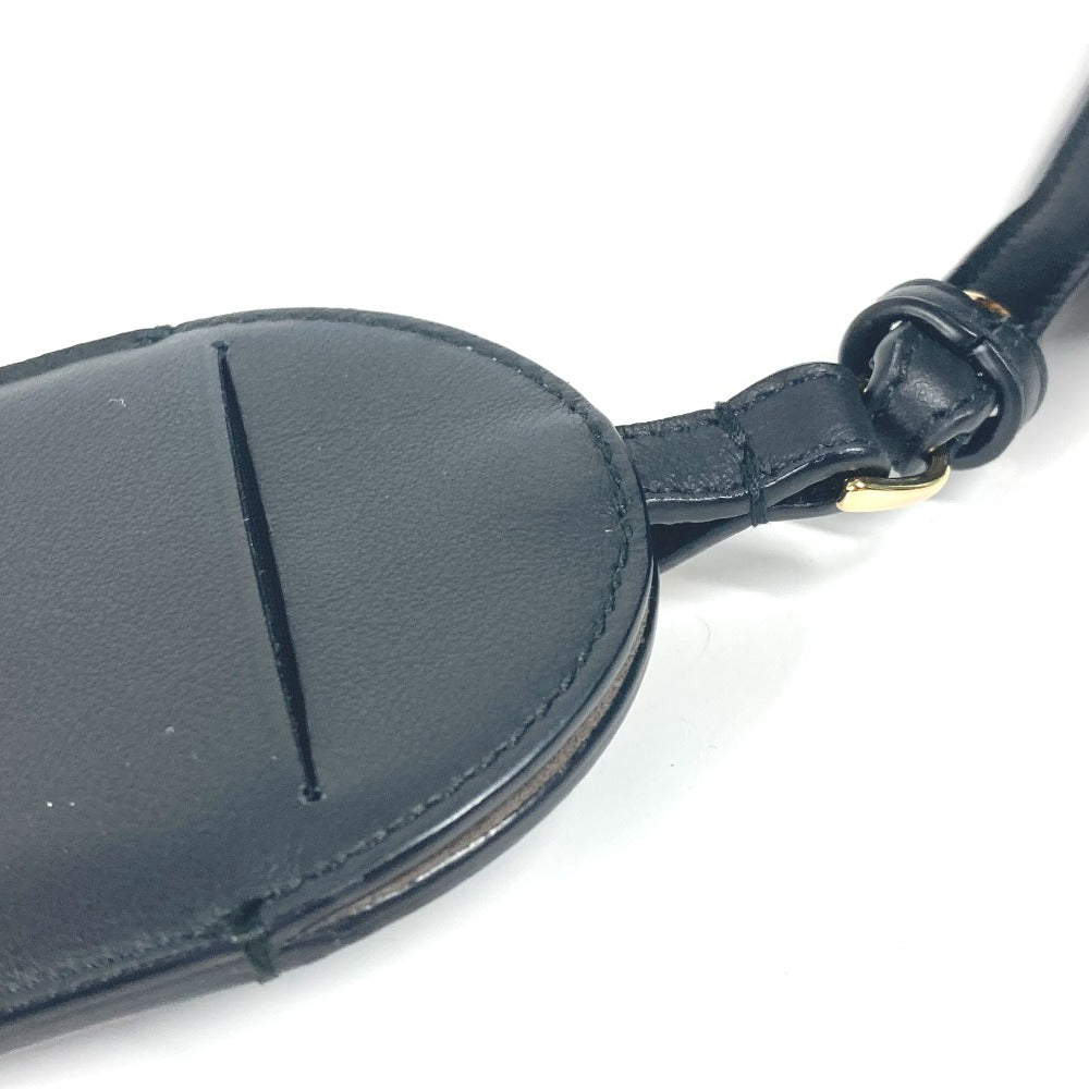 FENDI Card Case leather black Bag charm FF logo unisex(Unisex) Used Authentic