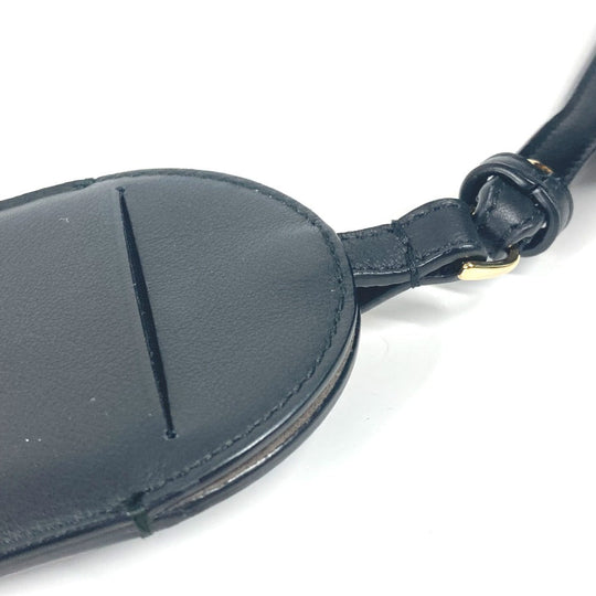 FENDI Card Case leather black Bag charm FF logo unisex(Unisex) Used Authentic