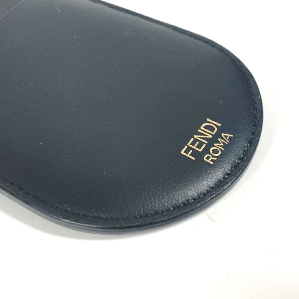 FENDI Card Case leather black Bag charm FF logo unisex(Unisex) Used Authentic