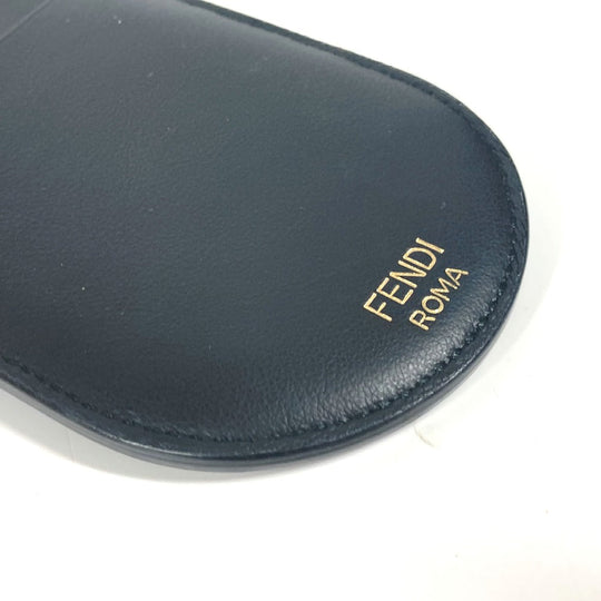 FENDI Card Case leather black Bag charm FF logo unisex(Unisex) Used Authentic