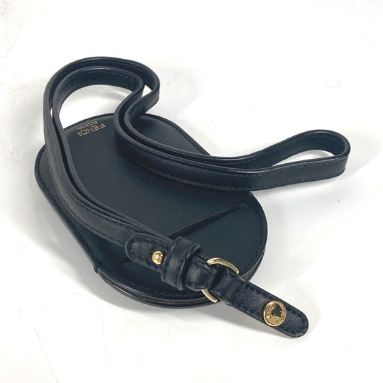 FENDI Card Case leather black Bag charm FF logo unisex(Unisex) Used Authentic