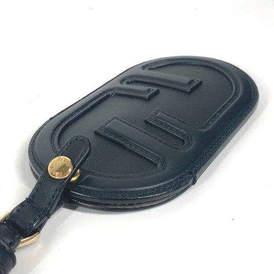 FENDI Card Case leather black Bag charm FF logo unisex(Unisex) Used Authentic
