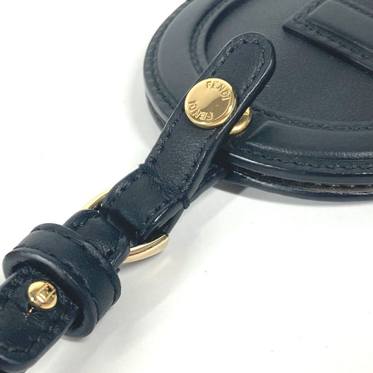 FENDI Card Case leather black Bag charm FF logo unisex(Unisex) Used Authentic