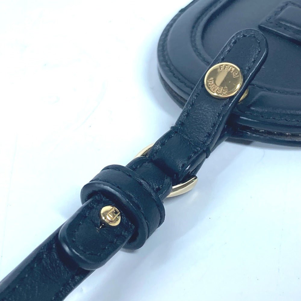 FENDI Card Case leather black Bag charm FF logo unisex(Unisex) Used Authentic